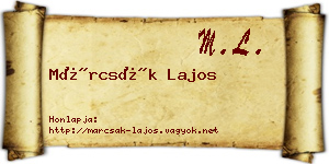 Márcsák Lajos névjegykártya